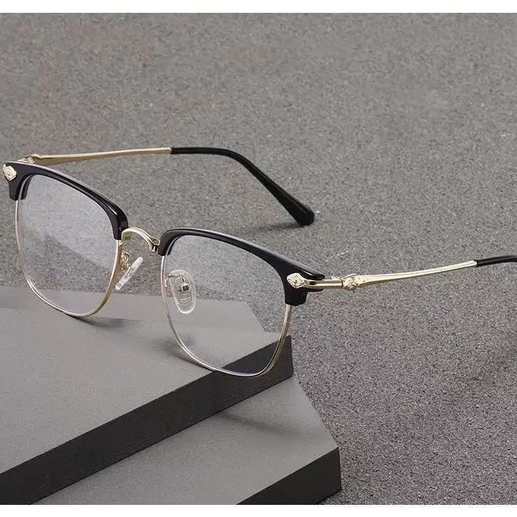 Gafas clásicas semi sin montura con bloqueo de luz azul para hombre, lentes de negocios con filtro de rayos cuadrados, monturas para ordenador, gafas para mujer