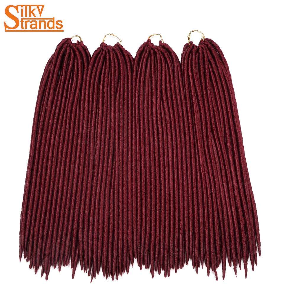 Silky Strands Synthetic Straight Faux Locs Hair Extensions For Women Afro High Temperature Ombre Braiding Hair Crochet Braids