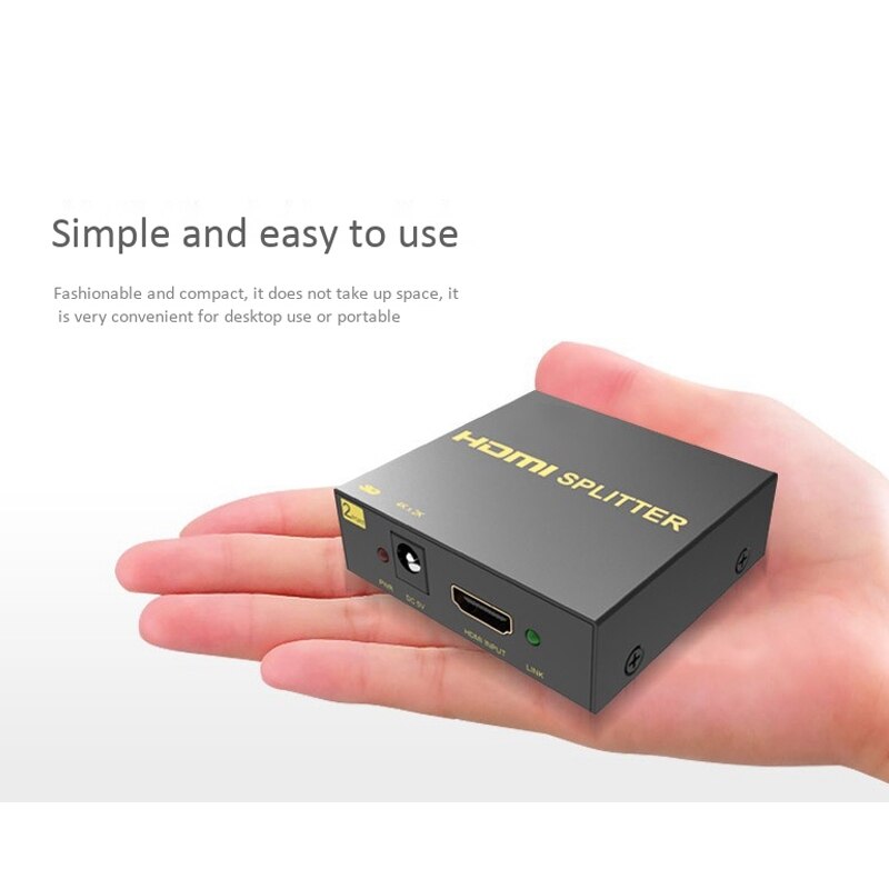 HDMI Splitter 1 in 2 Out HD 4K Tv 3D Video Splitter 1 Minute 2 Sn Switcher(EU Plug)