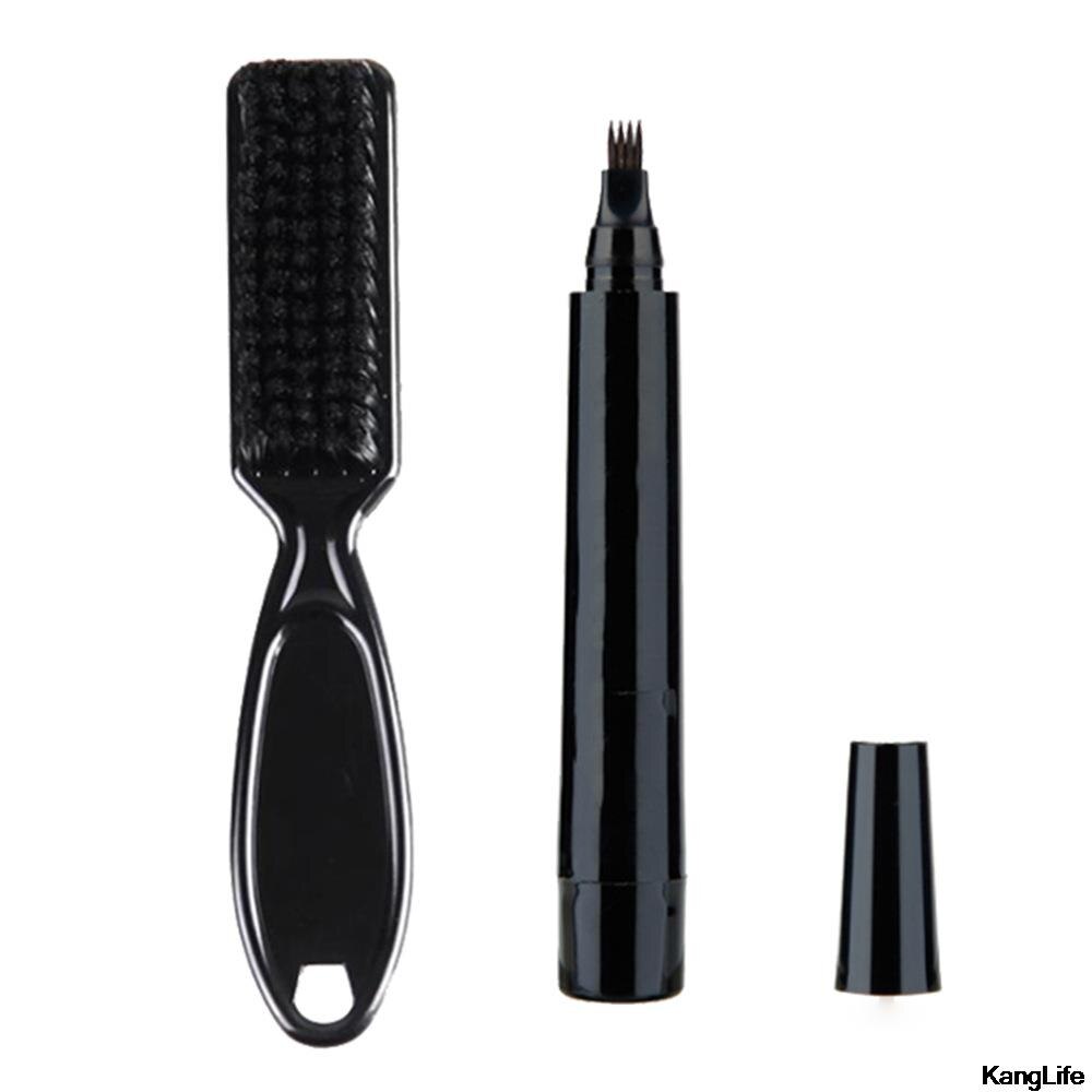Baard Pen Vier Gevorkte Baard Filler Potlood En Borstel Baard Enhancer Waterdicht Snor Coloring Vormgeving Gereedschap Haar Potlood