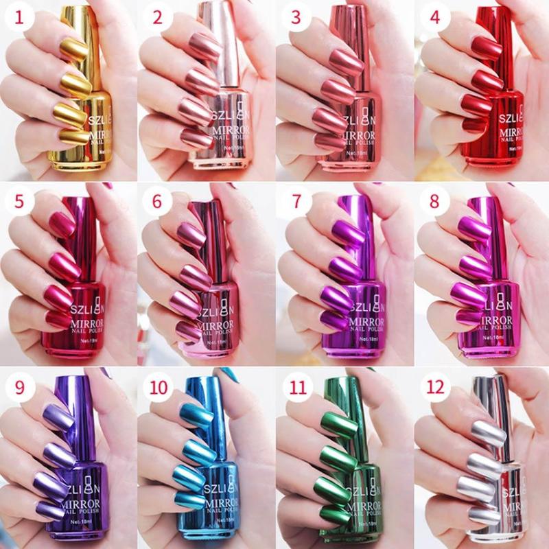 18 Ml Fles Nagellak Art Nagellak Vernis Permanente Uv Emailen Nagellak Metallic Magische Spiegel Effect Chrome