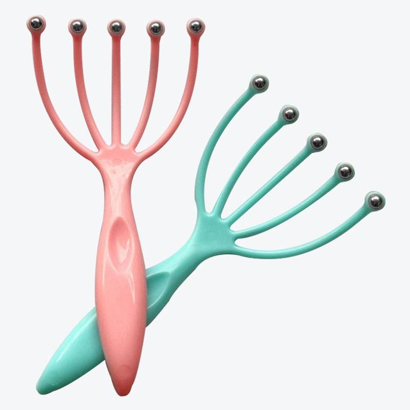 Hark voor hoofdmassage verkoper vijfvinger hoofdhuidmassager stalen bal hoofdmassage ontspanning vijfvinger massager voor hoofd