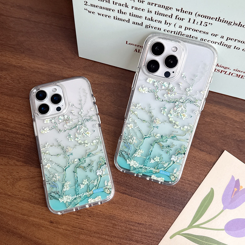Funda de teléfono de flor de albaricoque a la para iPhone 16 15 Pro 11 13 14 Pro Max, Fundas de silicona a prueba de golpes con flores bonitas, Funda para mujer