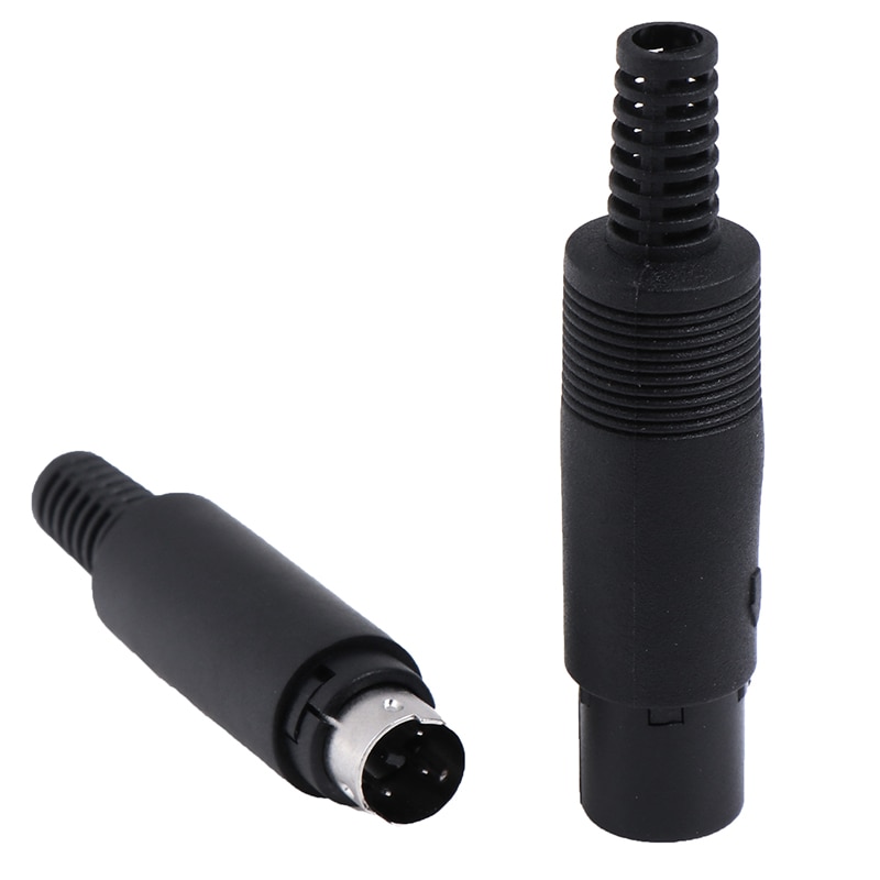Connecteur DIN Mâle 5 Broches - Lot De 3, Poignée Plastique Noir, Diamètre 13.68 Mm