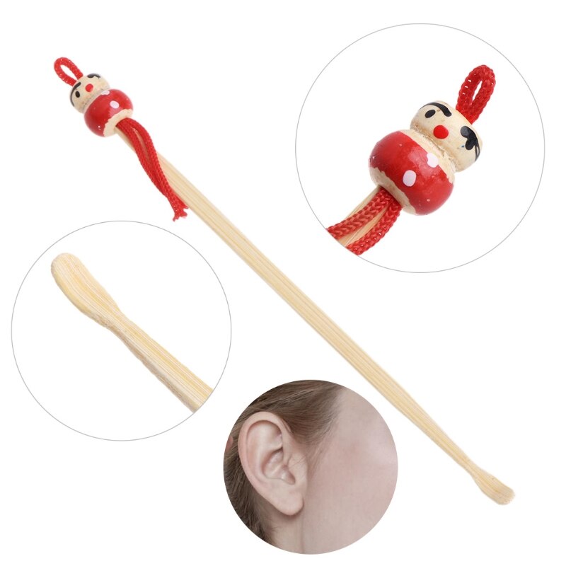 10Pcs Cartoon Doll Bamboo Earpick Spoon Clean Earwax Removers Ear Care Safe Tool