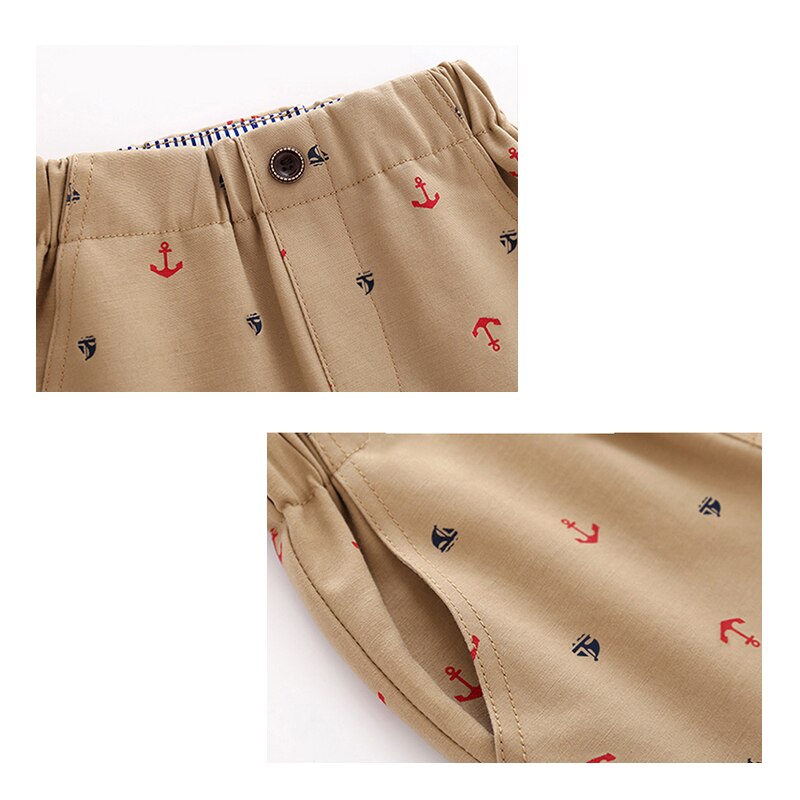 Yilaku garçon été short imprimé pantalons décontractés voile et ancre imprimé kaki et bleu enfants Shorts enfants pantalons de plage CI071