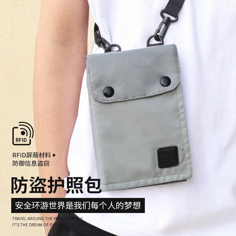 Travel document bag neck nylon crossbody bag waterproof pocket change mobile phone bag