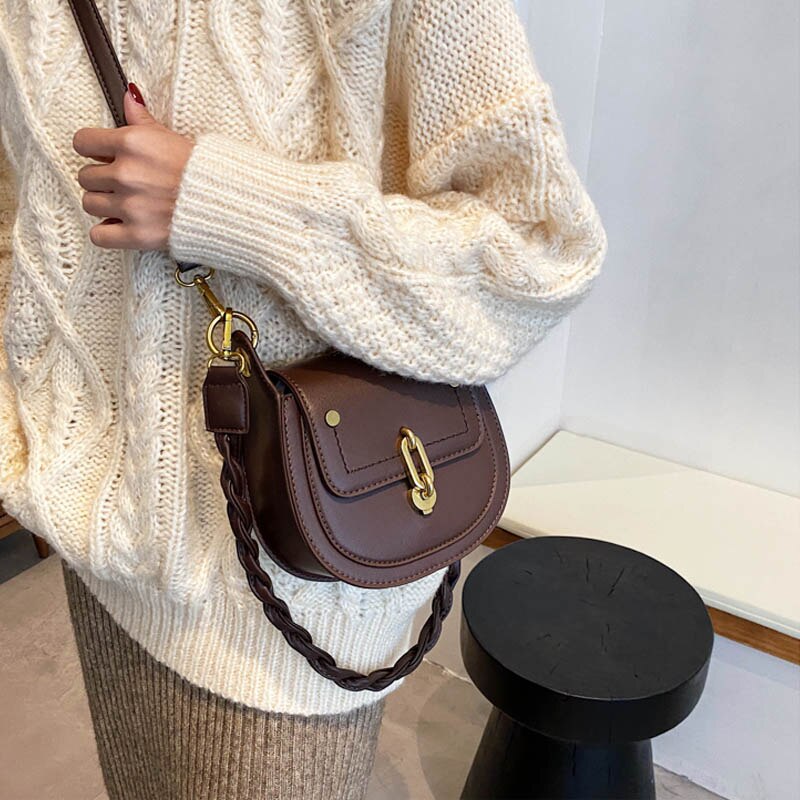 Skrå taske dametasker læder sadeltasker til kvinder crossbody skuldertaske kvindelig flap skulder håndtaske og pung
