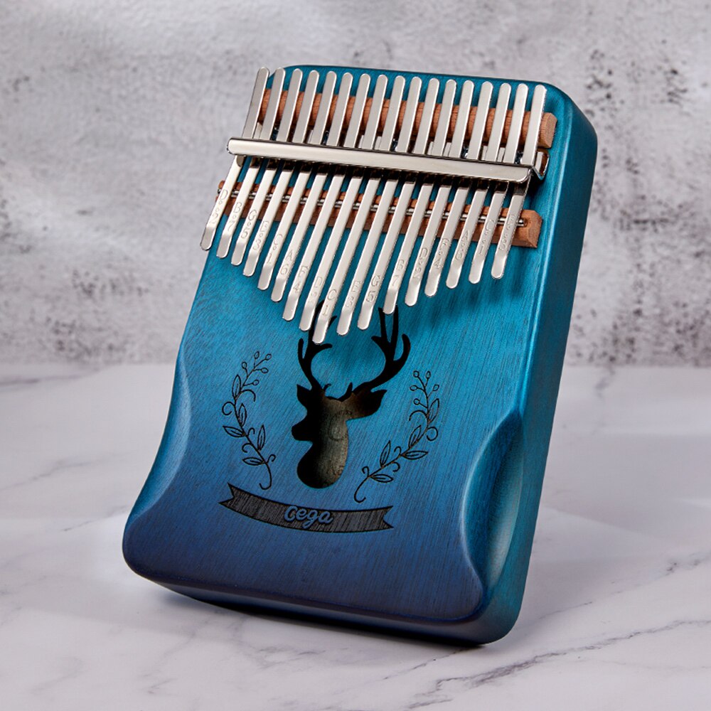 cega kalimba 17 key mahogany thumb piano solid wood mbira muscial instrument Africa kalimba finger piano: deer gradient blue