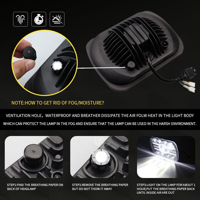 500w 7 x 6 " 5 x 7 " led phare hi lo beam drl 6000k pour jeep cherokee xj