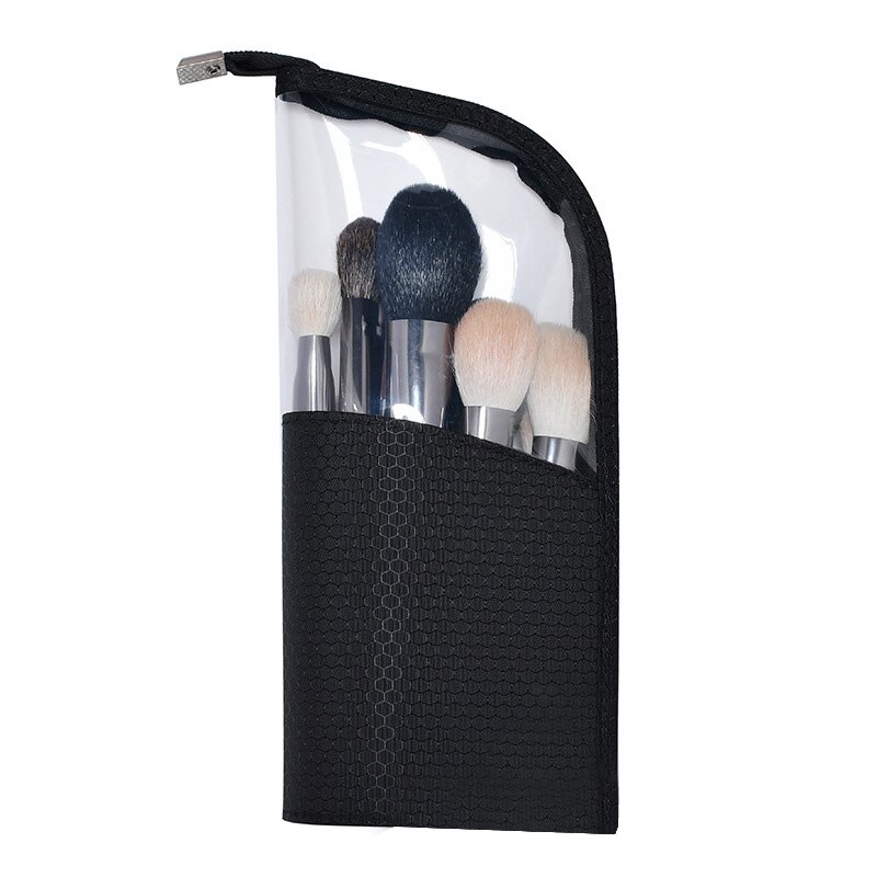 Makeup Brush Bag Travel Toiletry Case Zipper Beauty Case Pouch Organizer Holder Dustproof for Women and Girls: Black
