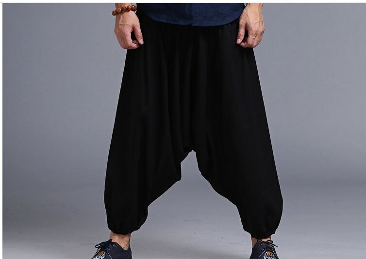 Samurai japonés pantalones de tiro caído Boho pantalones bombachos holgados Hiphop baile de pantalones de chándal de algodón ropa de bebé 71907