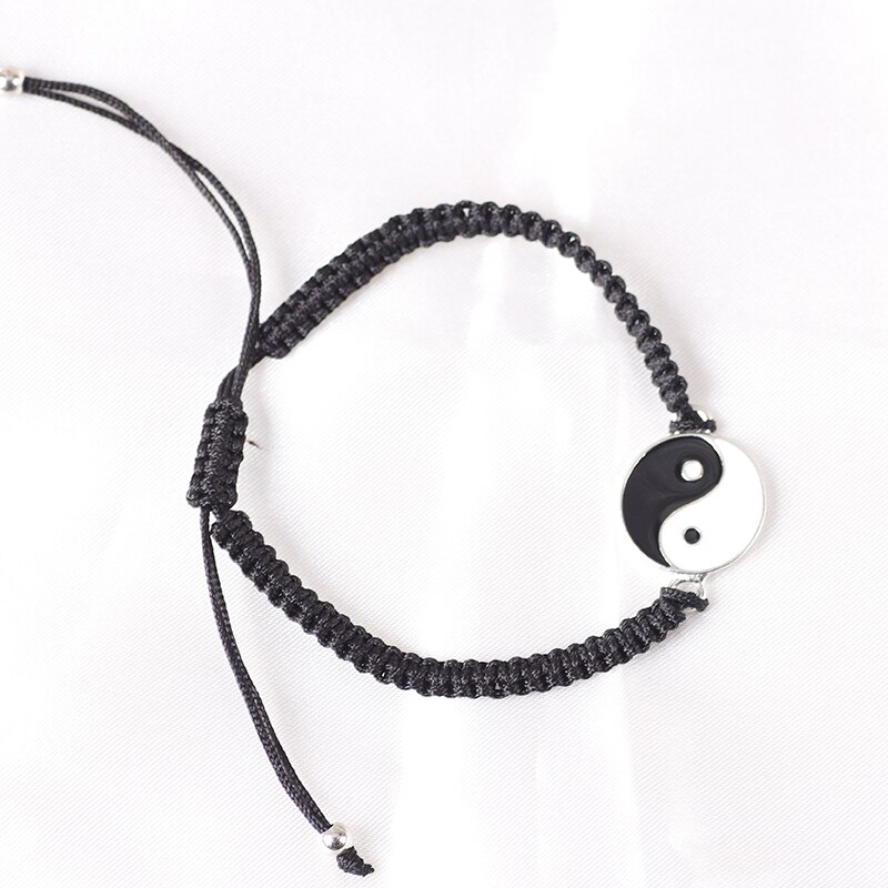 Mode Paar Armband 2 Delige Set Van Retro Zwart En Wit Gevlochten Touw Beste Vriend Hand Ketting Bff Vriendschap Sieraden