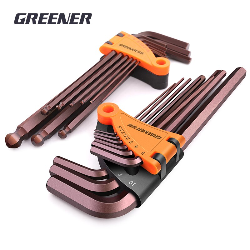 Greener – clé Allen métrique, taille L, pour l'entretien de la maison, ensemble d'outils à extrémité plate Torx Allen, 9 pièces