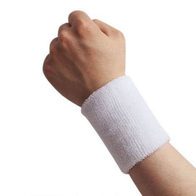 1pcs Sport Protect Wrist Sleeve Gym Sweatband Fitness Run Sweat Band 8*7.5 CM: White