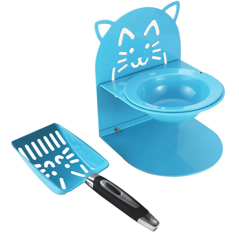 Miska dla kota ze stali nierdzewnej na wysokim stojaku, naukowy stabilizator szyi, antypoślizgowa miska dla kota na wysokich nóżkach, odłączana z łopatką robić kuwety.: BIAŁY