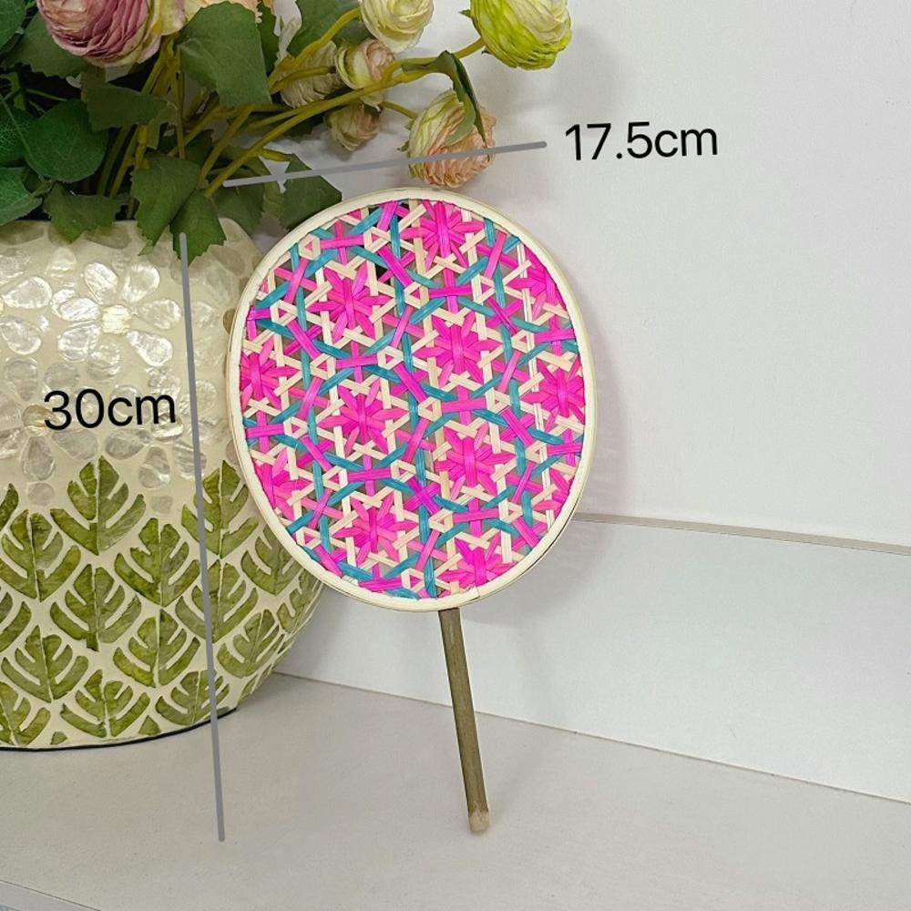 Éventail Tressé en Bambou, Fait à la Main, Tissage Coloré de Prairie, Décoration de Maison, Artisanat d'Été, 1 Pièce: Foncé Vert