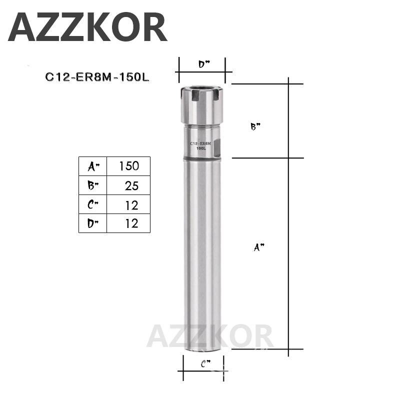 Straight Shank Handle Engraving Clamp Extension Collet Type M Chuck Holder Rod Tools Elongation ER8 ER11 ER1620 Milling System: C12-ER8M-150L