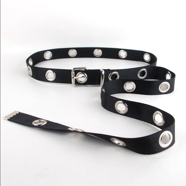 Lange Persoonlijkheid Casual Ring Black Metal Riem Vrouwelijke Studenten Jean Canvas Taille Riemen Tij Zilveren Pin Gesp Mannen lady