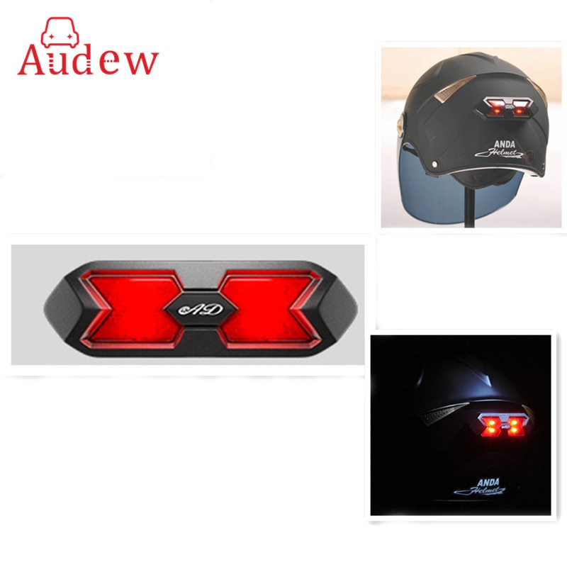 Universele Motorhelm Achterlicht Helm Sticker Motorcross Motorhelm Nachtlampje Strip Veiligheid Signaal Waarschuwingslampje