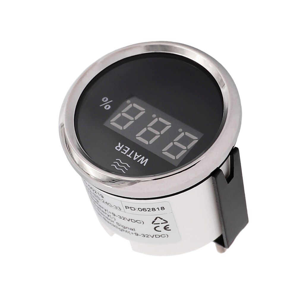 52 mm Steel Bezel Marine Digital Water Level Gauge Car Boat Water Tank Level Indicator with 0~190 ohm / 240~33 ohm Choose
