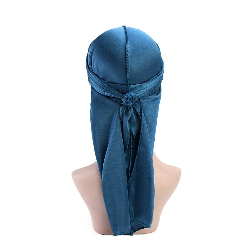 Satijnen zijdeachtige durags haarmutsen vrouwen pruiken tulband mannen effen kleur hiphop pet lange staart hoofddoek haarstylingtool wrap