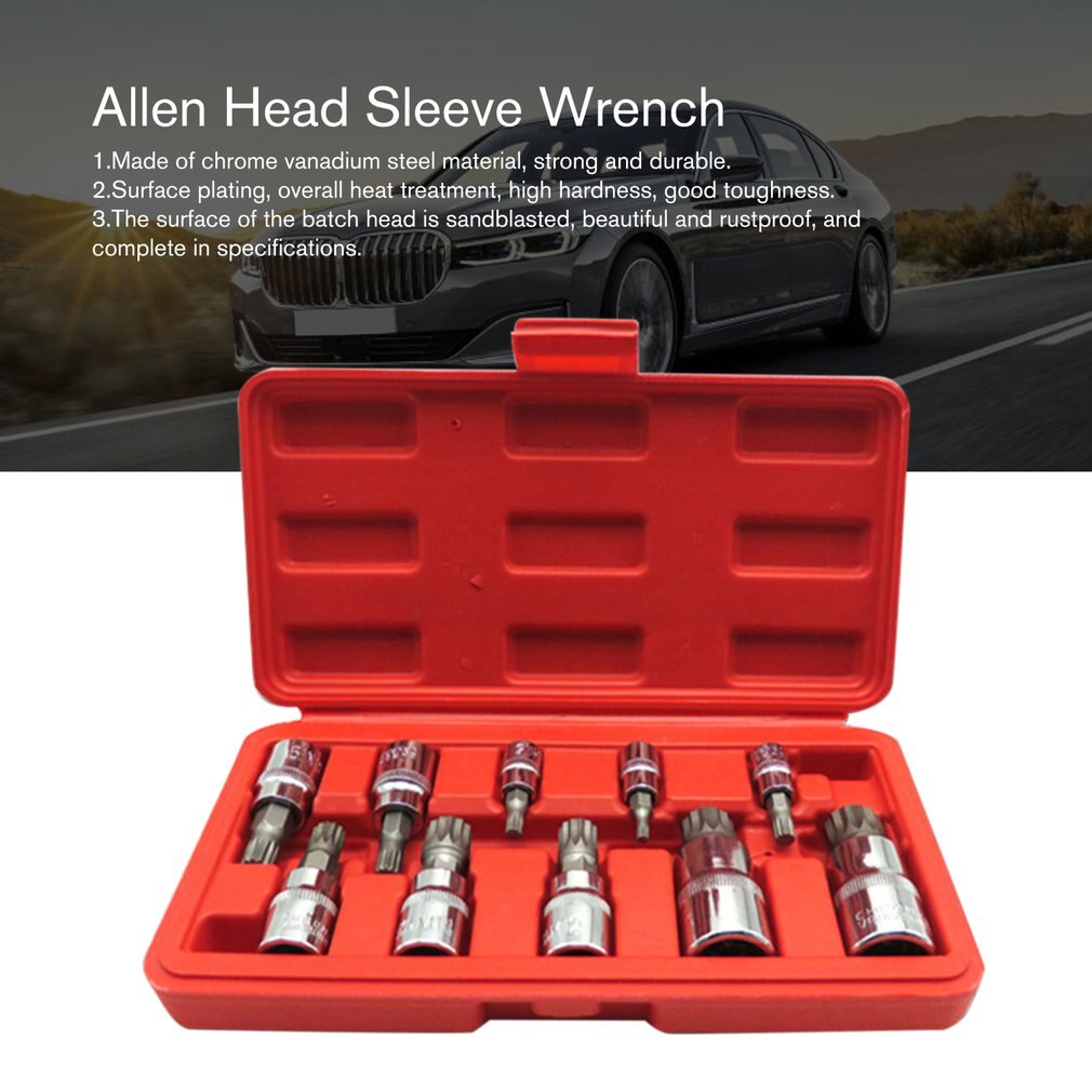 10PCS Screwdriver Allen Head Sleeve Wrench 12 Point MM Triple Square Spline Bit Socket Tamper-Proof Lug Nuts Random Color