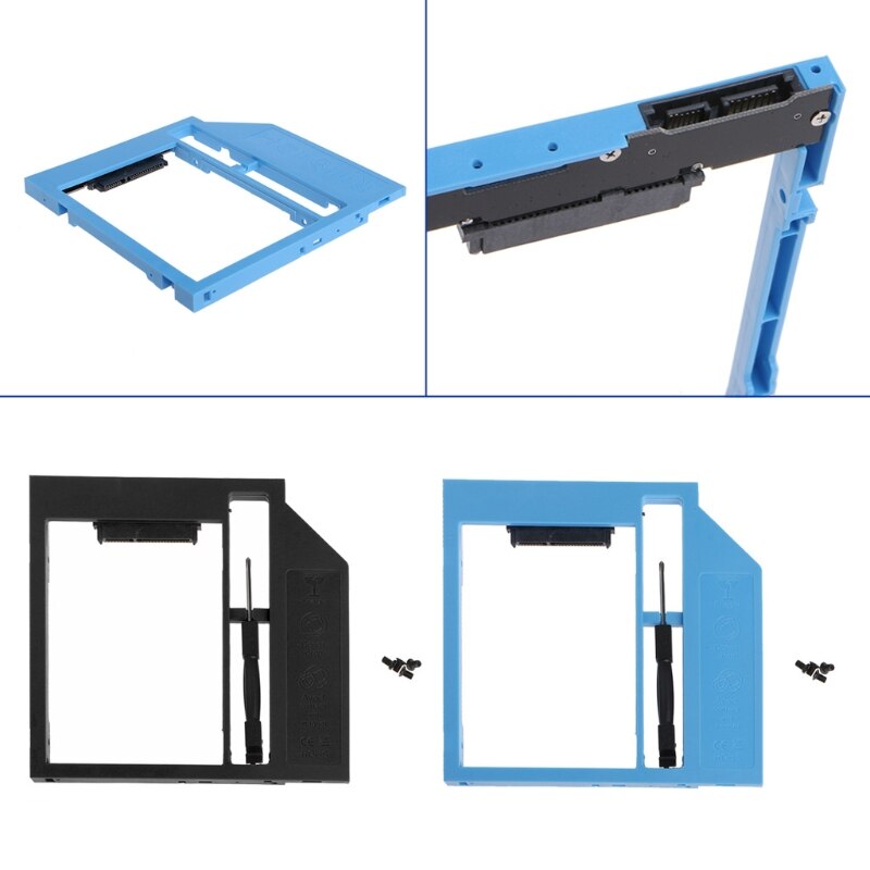 Second HDD Caddy 2nd SATA To SATA 2.5" HDD SSD 9.0mm Enclosure For Laptop CD ROM Feb6