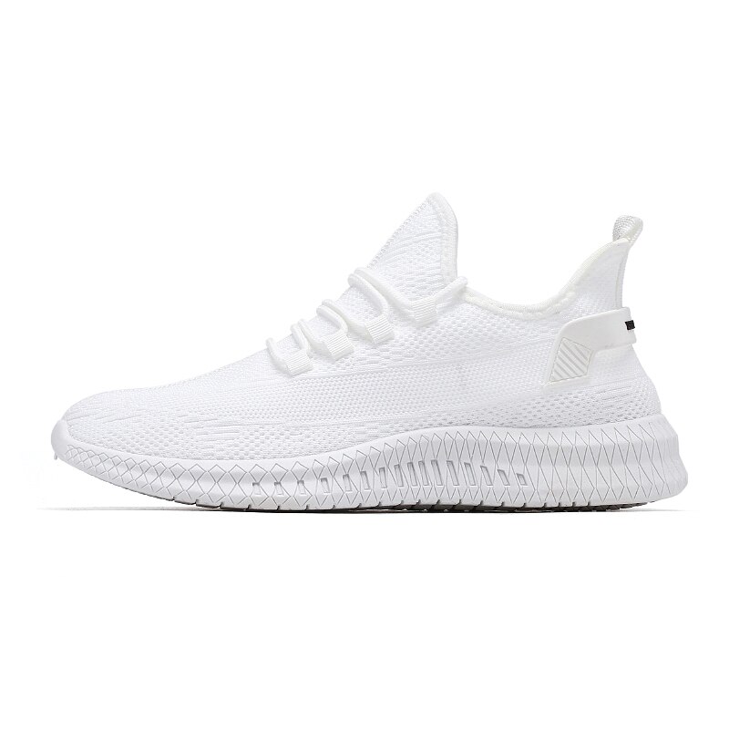 Men White Sneakers Breathable Comfort Air Mesh Outdoor Running Shoes For Men Casual Black Sports Shoes Lace Up Men's Sneaker: White / 7