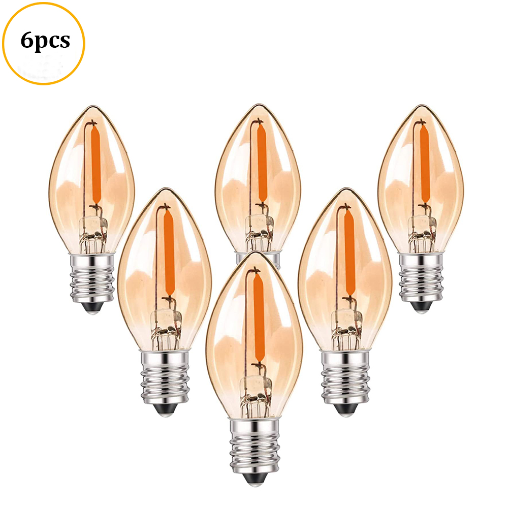 Bombillas LED de noche C7 lámpara E12 E14 Base bombillas decorativas 0,5 vatios vela pequeña mini bombilla 2200K vidrio ámbar: Rojo / changeable