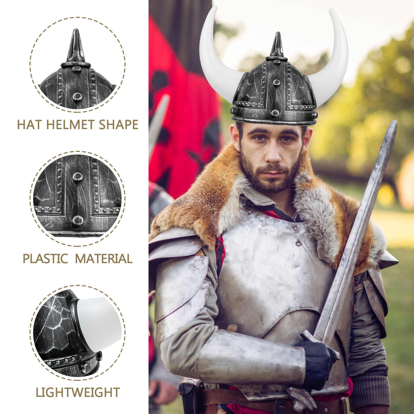 Viking Horn Hat Helmets for Adults Beer Masquerade Decor Plastic Ox Man Costume Women