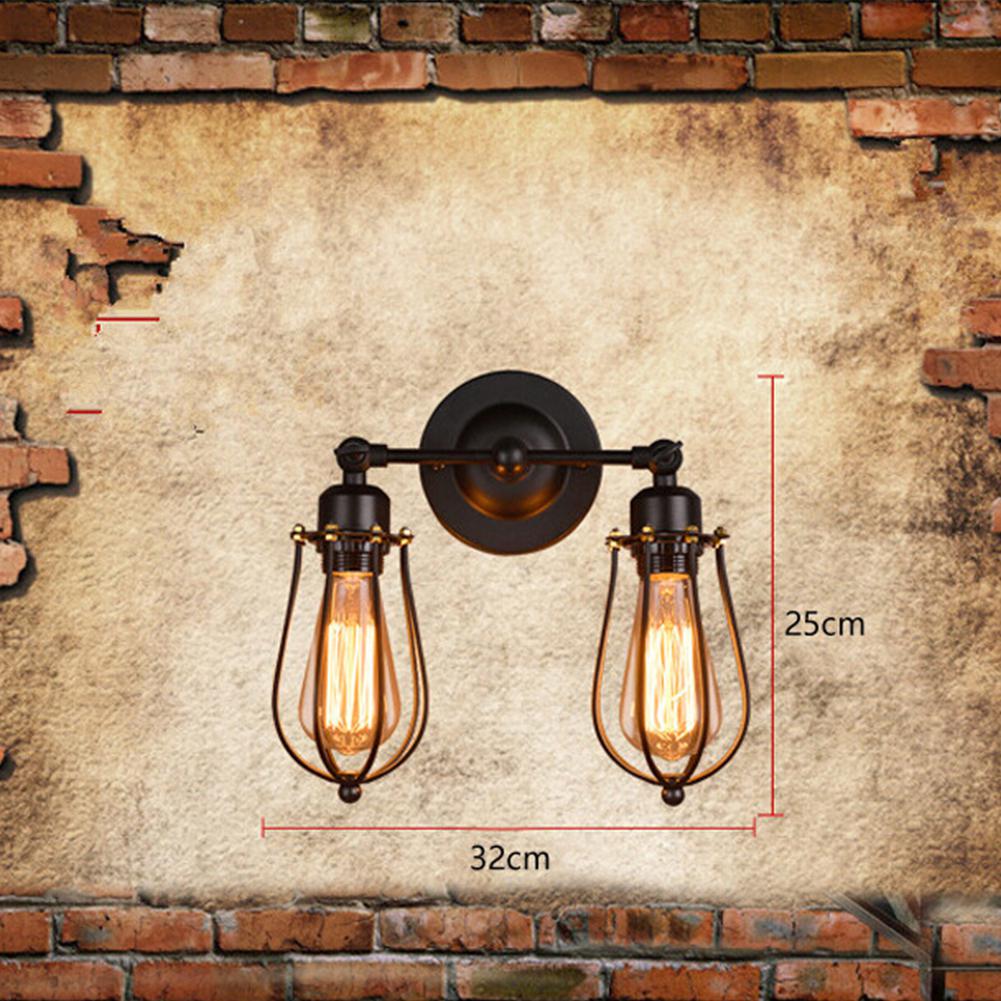 Lumiparty Industriële Dubbele Kop Wandlamp Verlichting Amerikaanse Rustieke Smeedijzeren Antieke Restaurant Corridor Decor Led Wandlamp
