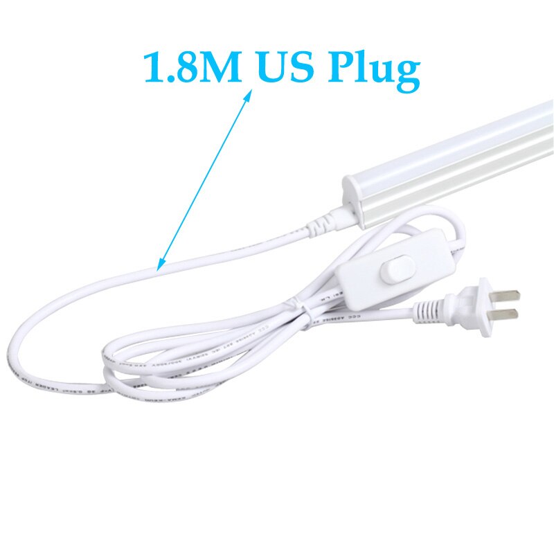 1.8M EU US Plug T5 T8 Tube 3 pin Wires Connecting Cable Connector with Switch for T5 T8 Integrated Led Tubes Lamps Lights