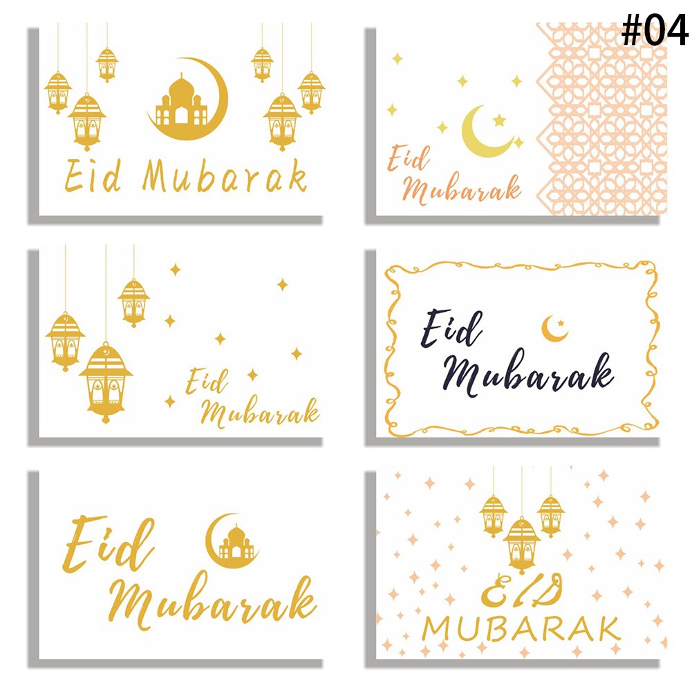 Ensemble de cartes de vœux pour l&#39;aïd al-fitr, carte postale d&#39;anniversaire, de fête, décor de Ramadan, du Ramadan, 6 pièces: 6PCS 04