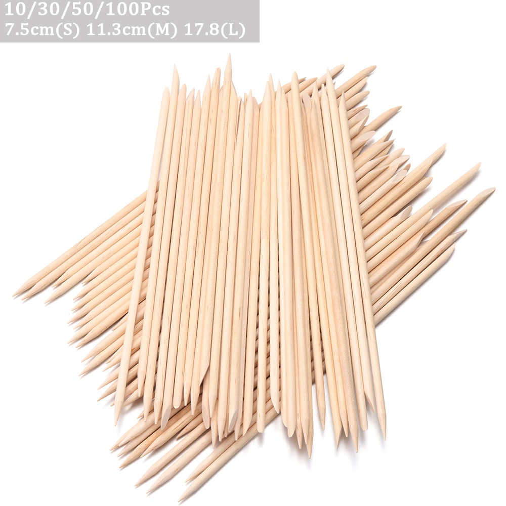 3 Sizes Orange Wood Sticks for Cuticle Pusher Cuticle Remove Tool forks for nails Manicures Tools 10/30/50/100Pcs/Set Whosale