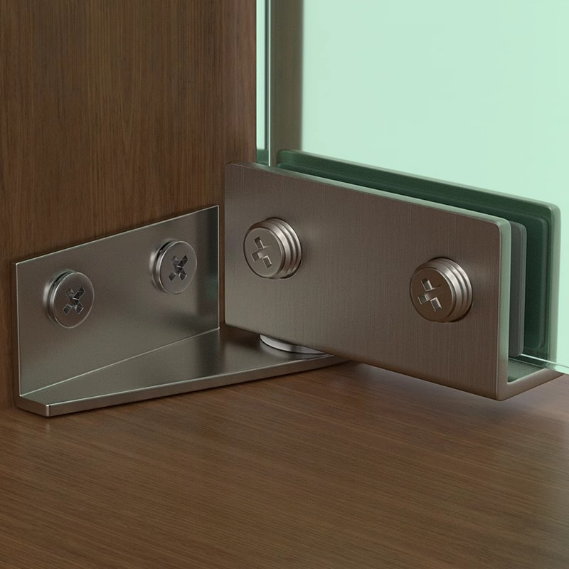 Bisagra para puerta de vidrio sin perforar, bisagra para vitrina de vino, Clips de vidrio de eje giratorio, herrajes para puertas de muebles, 2 piezas