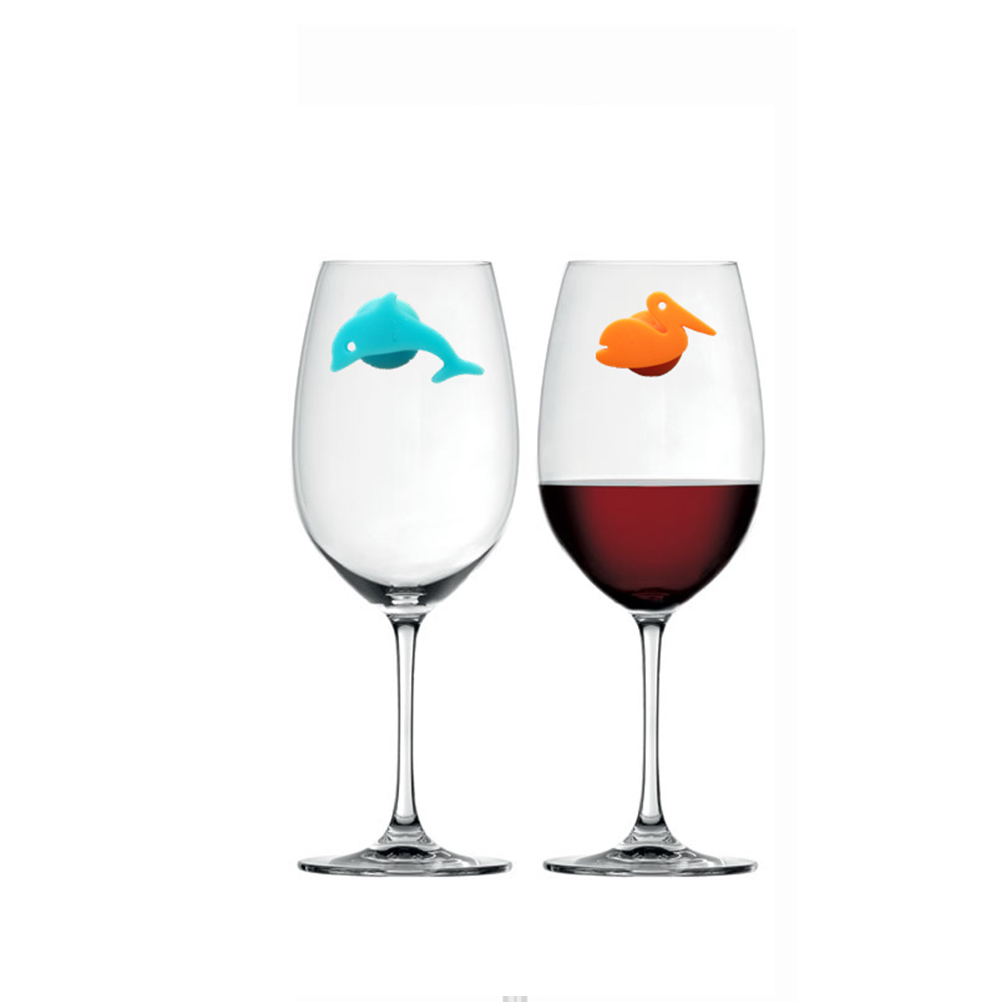 12 stk silikon vin glass markør marine dyr glass merke drikke kopp identifikator fest kopp tegn gjenkjenner blanding farge