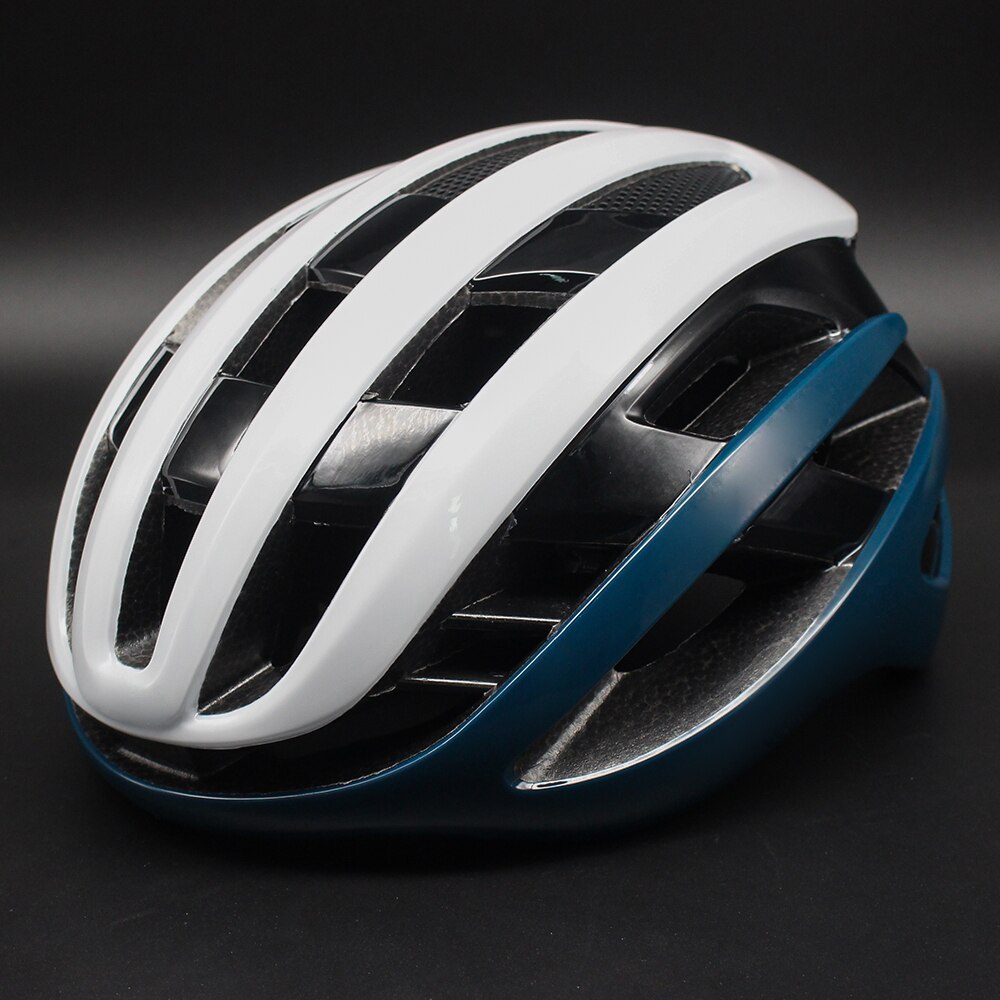 Aero Bicycle Helmet Air Spin Road Cycling Helmet Eps Men's Women Ultralight Mountain Bike Comfort Safety Casco Ciclismo: White Blue