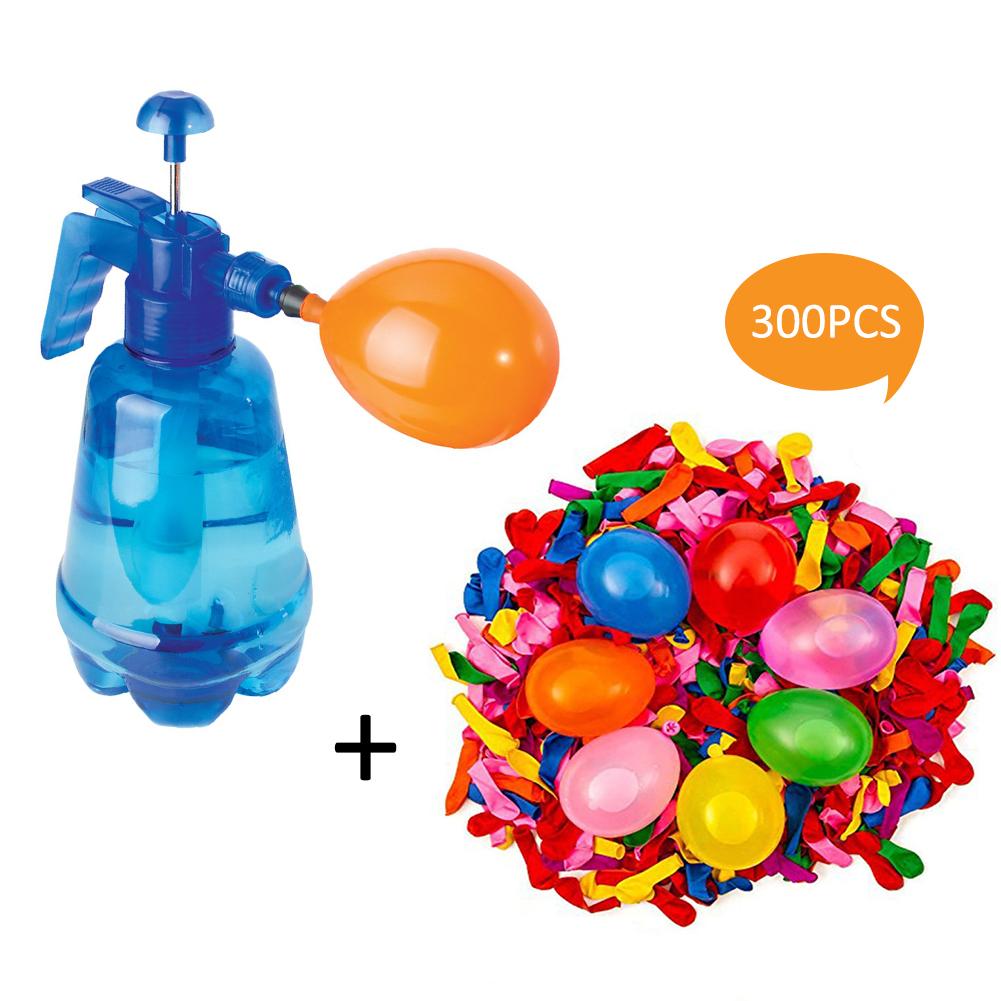 300 Stuks Set Blauwe kinderen Innovatieve Water Ballon Draagbare Vullen Station Spray Fles Handleiding Water Inflatie Bal Speelgoed