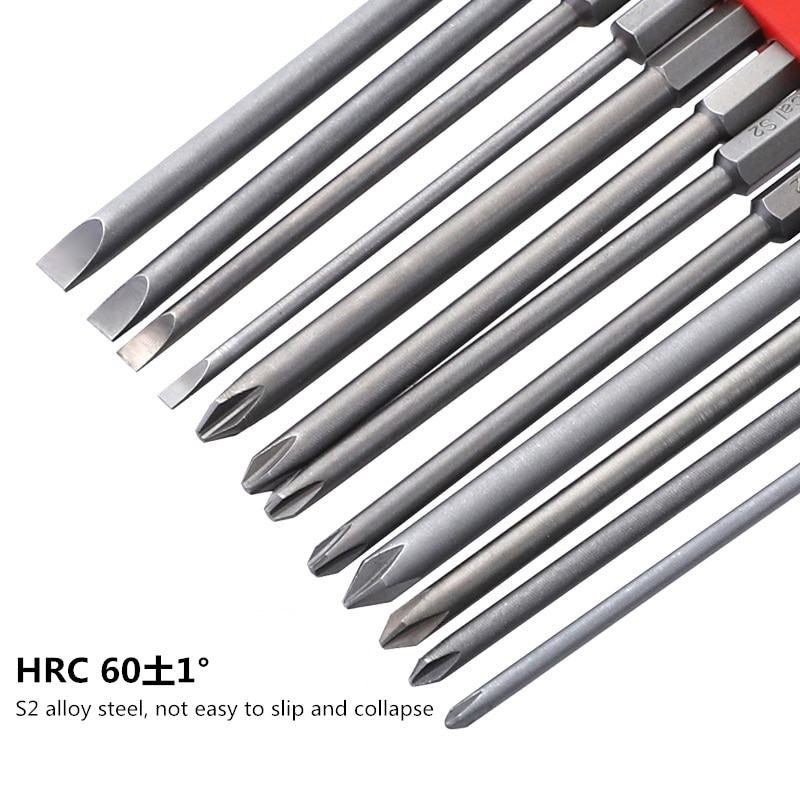 12pcs Set Security Tamper Proof Magnetic Screwdriver Drill Bit Screwdriver Bits Hex Torx Flat Head 1/4 "50mm 75mm 100mm