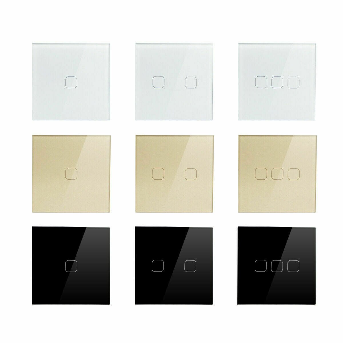 1G / 2G / 3 Gang LED Light Glass Panel Touch Sensor Switch Waterproof Wall Lamp On/Off Dimming Wireless white / black / Gold