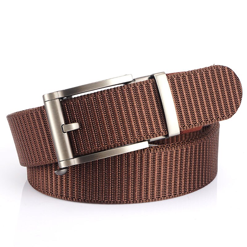 Deepeel 1pc 3.5*120cm canvas riem met automatische gesp, zonder tanden, tankpatroon, dikke nylon tailleband, heren outdoor vrijetijdsriem: Zilverkoffie