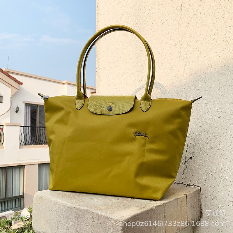Lange griff große bestickte knödel tasche wasserdichte pendler tasche handtasche nylon leinwand tasche: Avocado