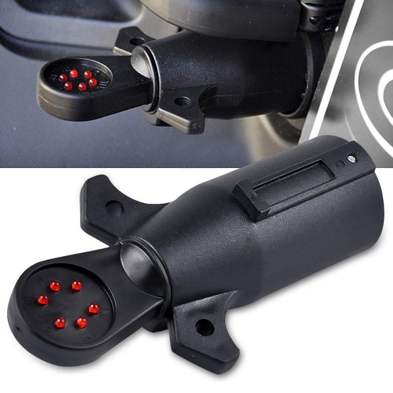 12V 7-Way Blade Trailer Wiring Tester 7-Pin Round Electric RV Blade Connector Tester With LED Indicator Auto Accessories