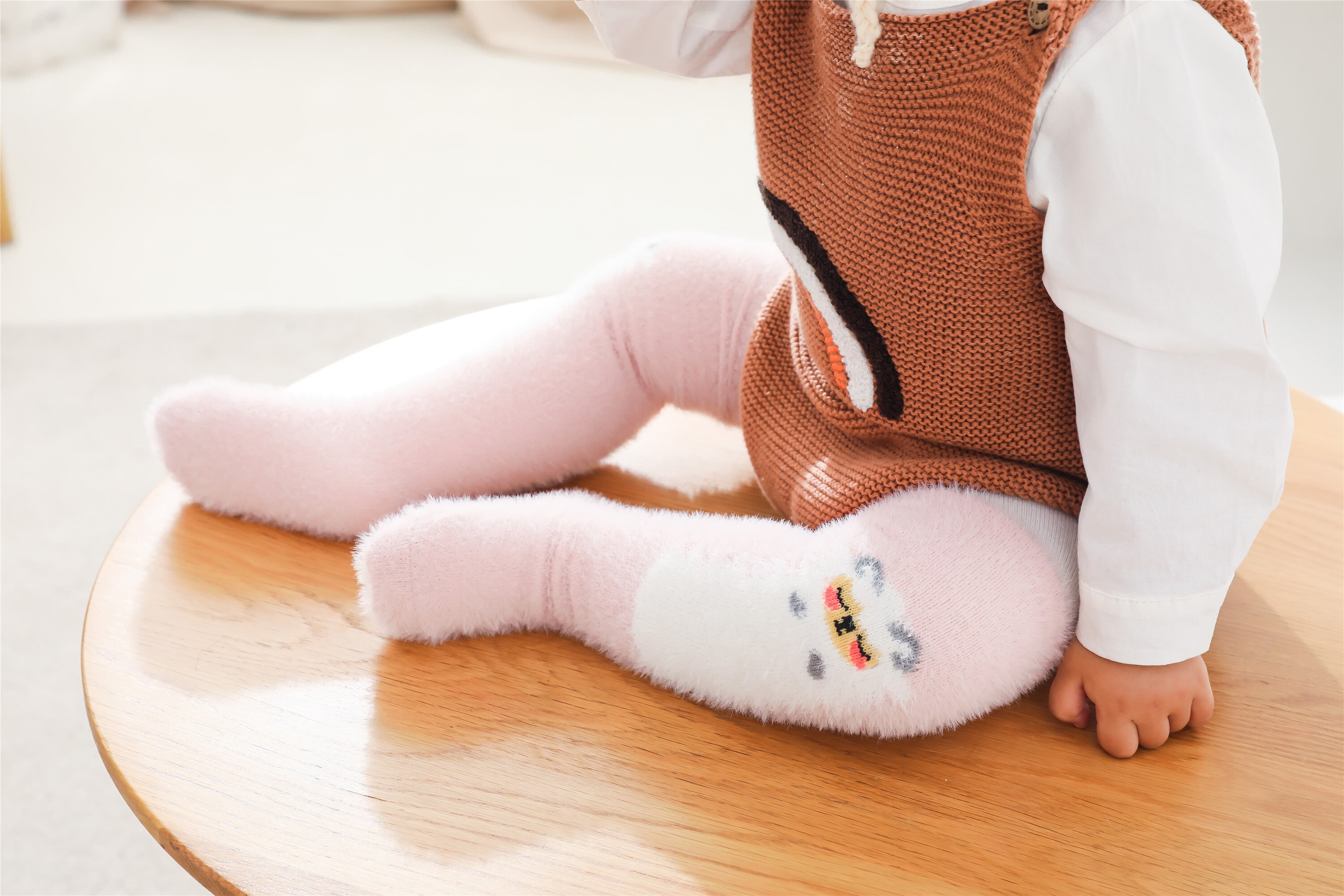 5 Kleuren Peuter Baby Meisjes Jongens Hoge Knie Kous Fuzzy Cartoon Animal Print Lange Kousen