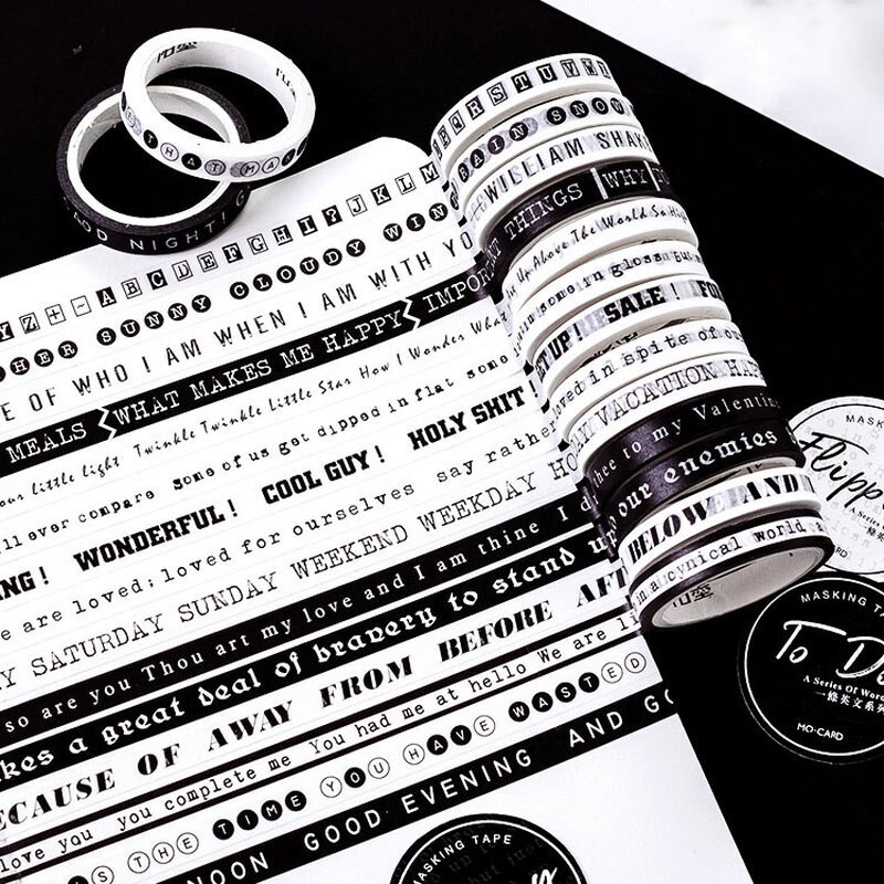 1 pc svart og hvit washi tape kunst journal dekorasjon scrapbooking maskeringstape bryllup/bursdag/bullet prikket journal