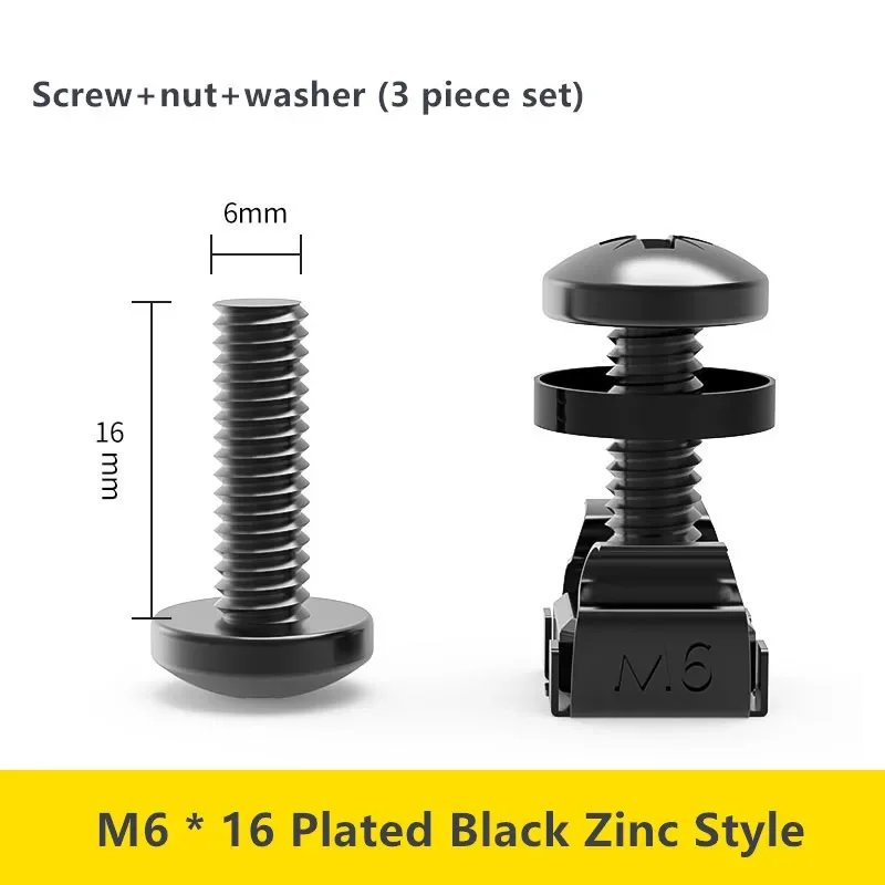 M6 * 16 mm M6 * 12 mm Schrankschrauben, Rackmontage-Käfigmuttern, Schraube und Unterlegscheiben für Netzwerkserver-Chassis-Verteilung, verwöhnen, Router: Weiß / 1.8m