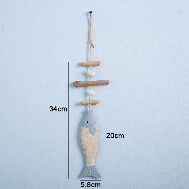 Natuurlijke Houten Vis Muur Opknoping Ornament Coastal Strand Hout Vis Decoratie Voor Thuis Muur Decor: E