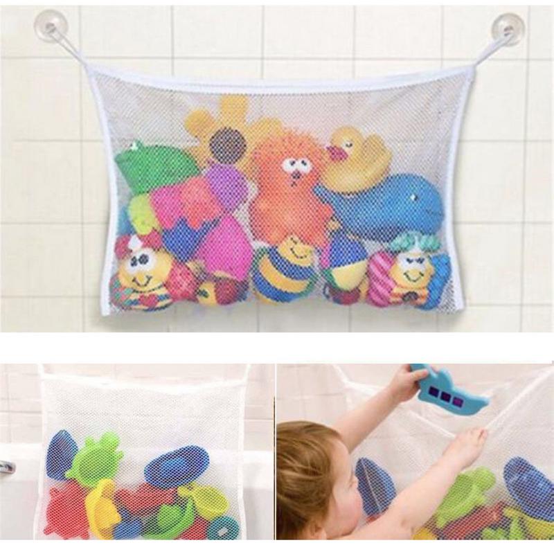 Barn baby badekar leke ryddig oppbevaring sugekopp bag mesh baderom organisering nett