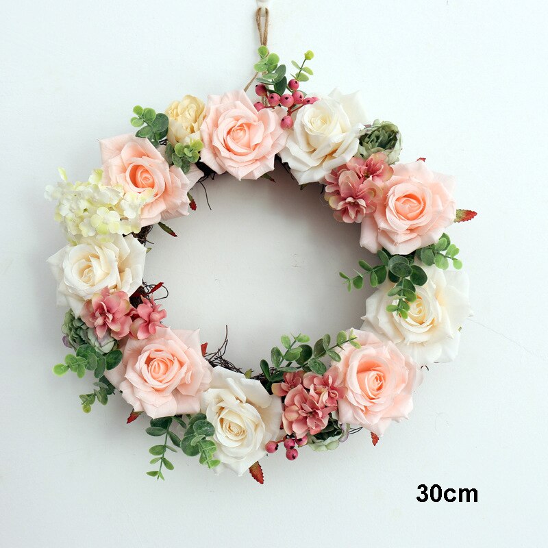 Kunstig simulering blomster bryllupsdekorasjon jul kransdør dekorasjon rose blomsterkrans hjem fest dekor: 7
